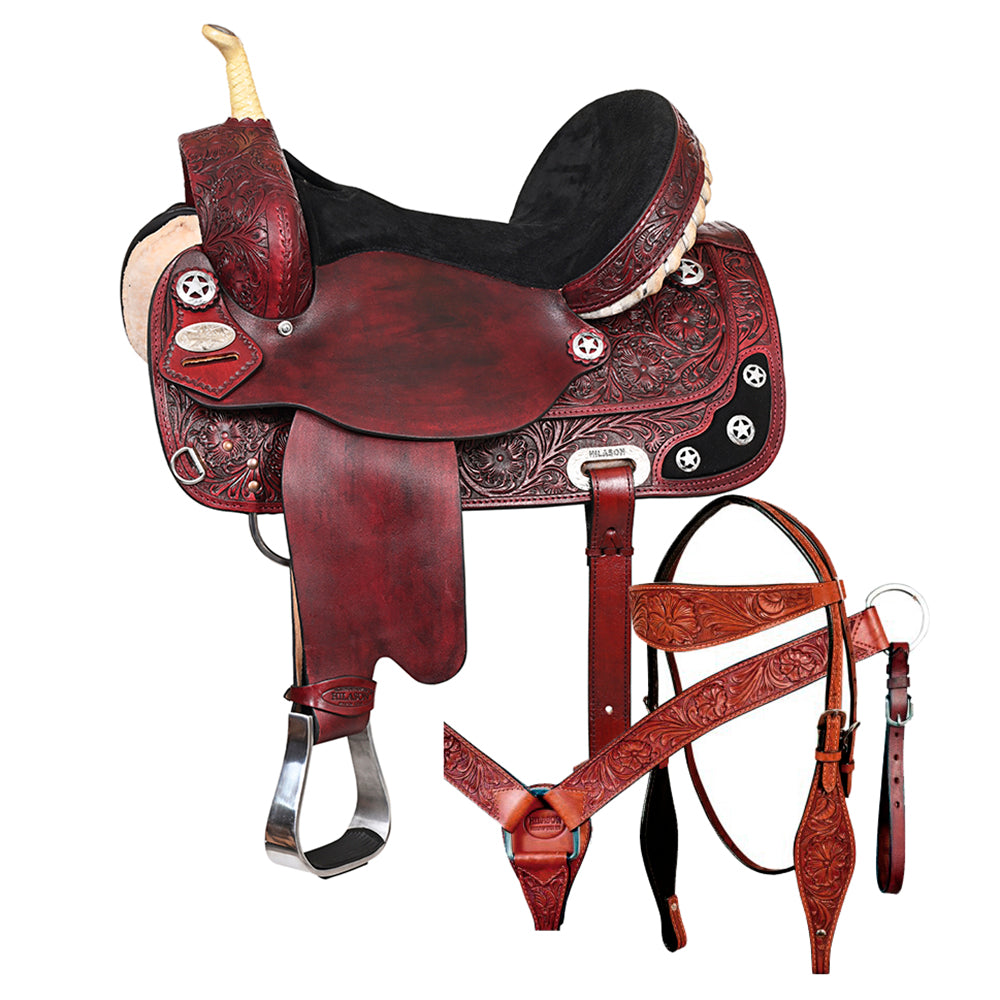 Hilason Western Horse Treeless Trail Barrel American Leather Saddle Tack