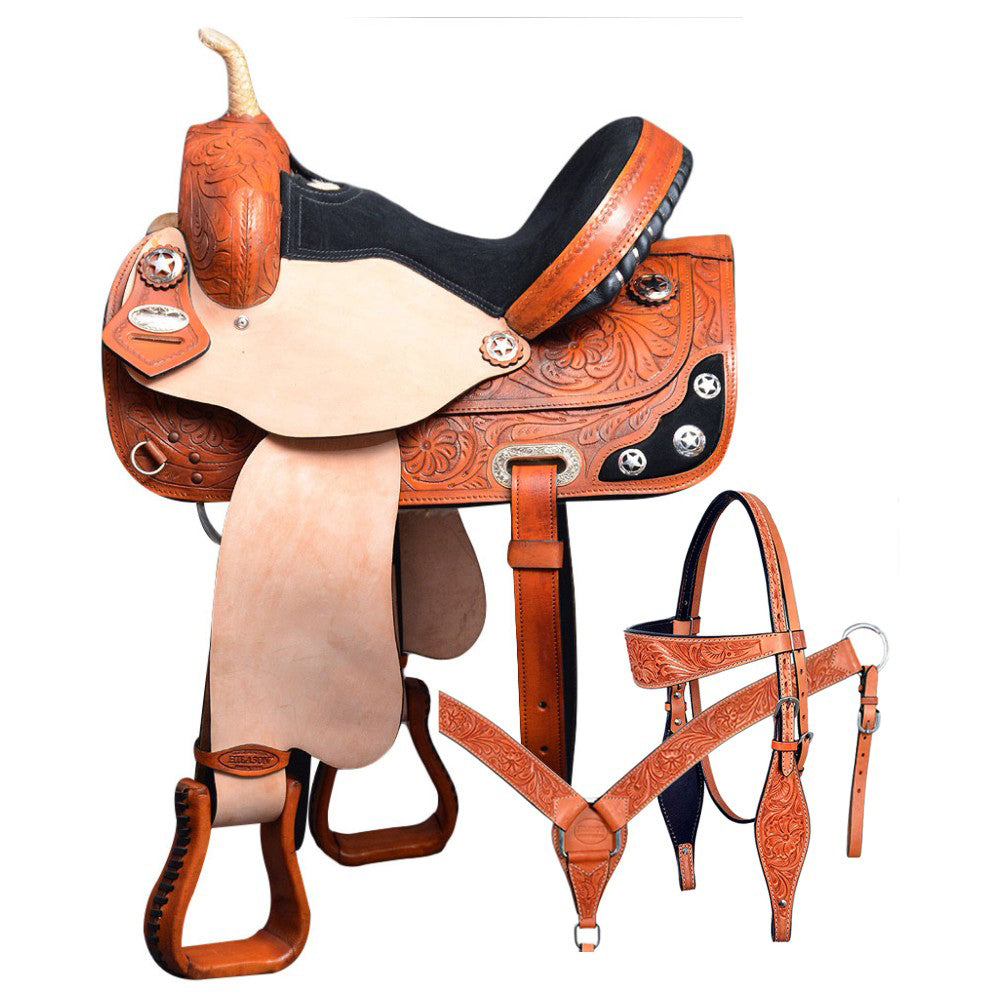 Hilason Western Horse Treeless Saddle American Leather Trail Barrel Tack