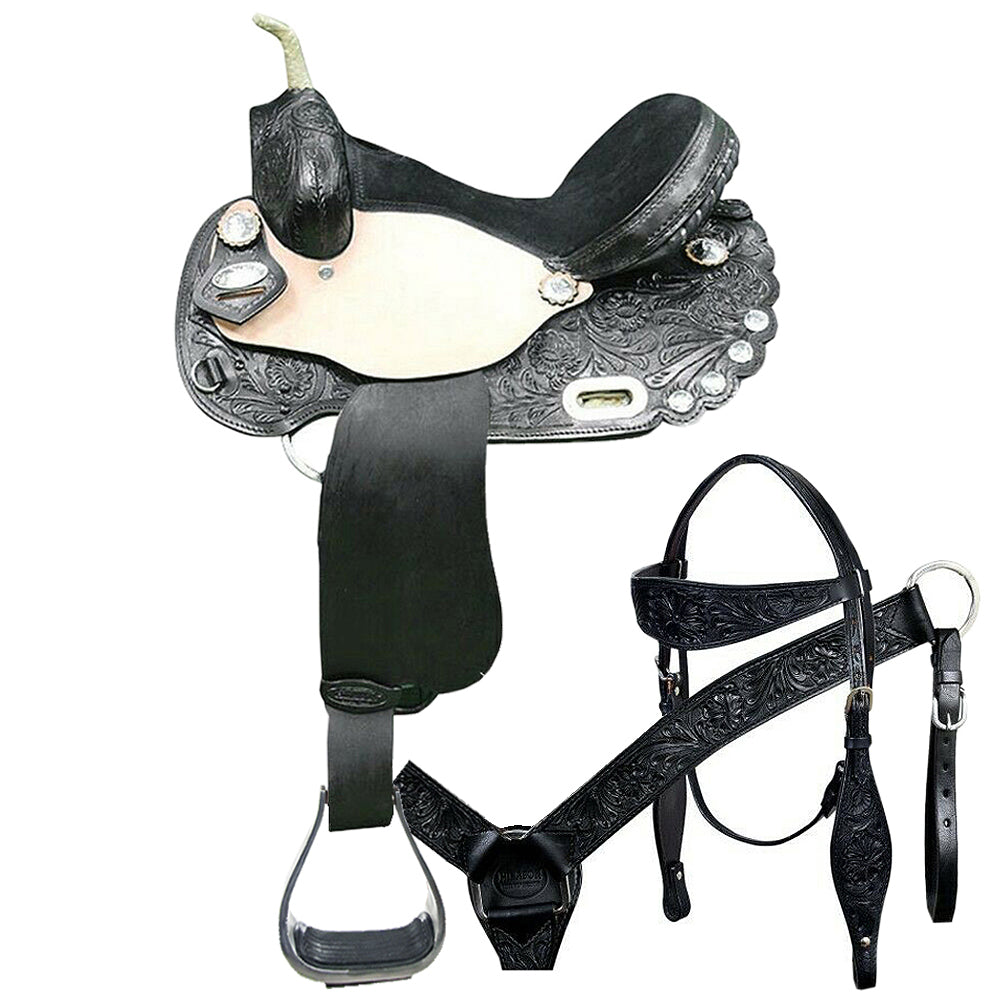 Hilason Western Horse Treeless Trail Barrel Saddle American Leather Tack