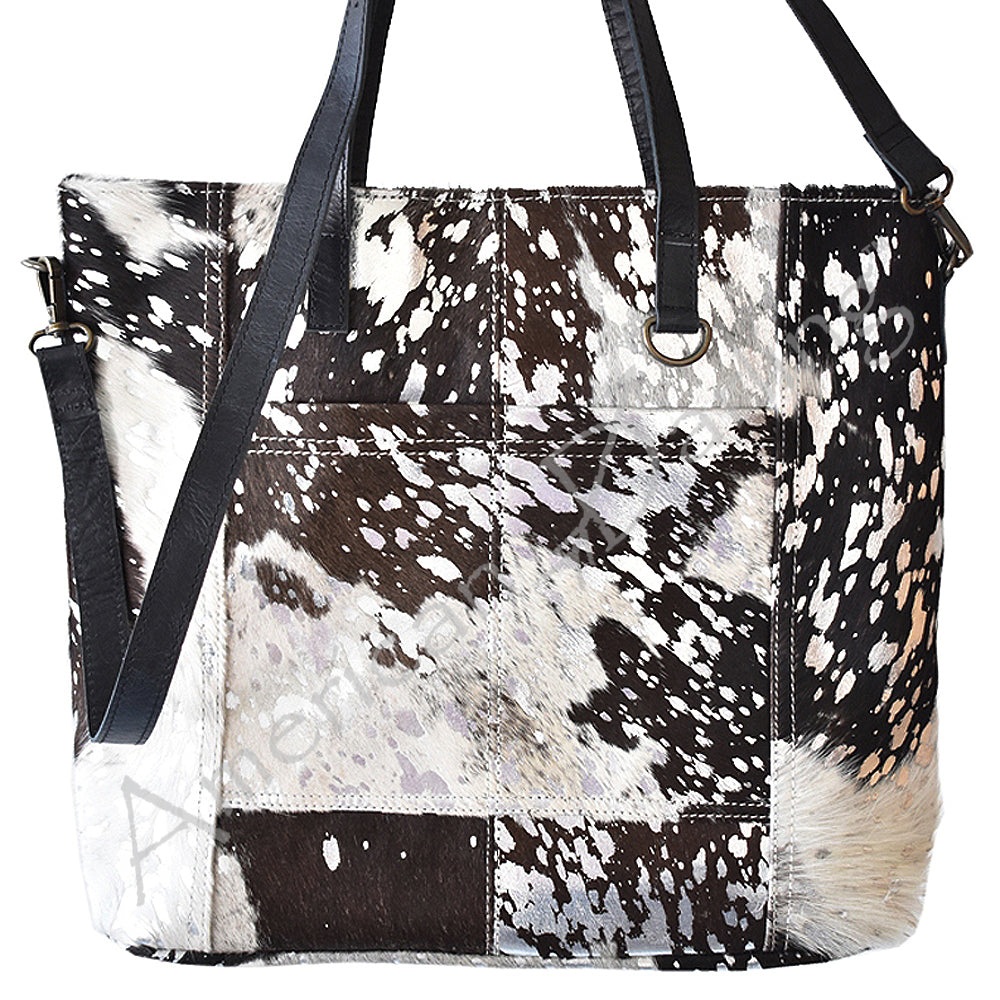 American Darling Hair-on Cowhide Tote Bag – Genuine Leather Western Handbag Adjustable Strap