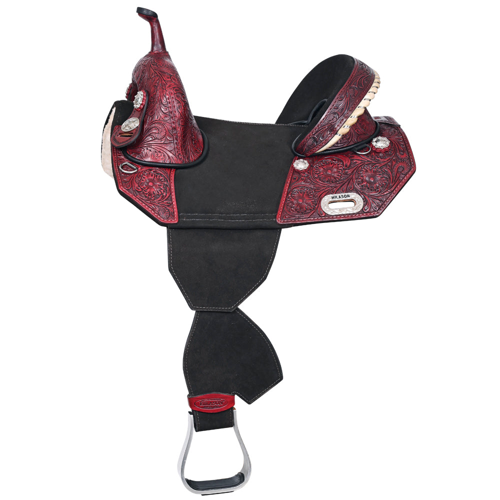 HILASON Western Horse Treeless Trail Barrel American Leather Saddle | for Horses