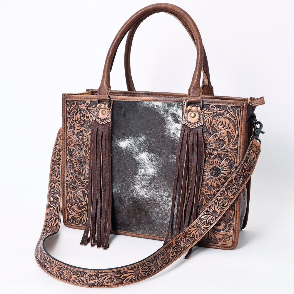 American Darling Briefcase Hand Tooled Hair On Genuine Leather Western Women Bag Handbag | for Cute Laptop