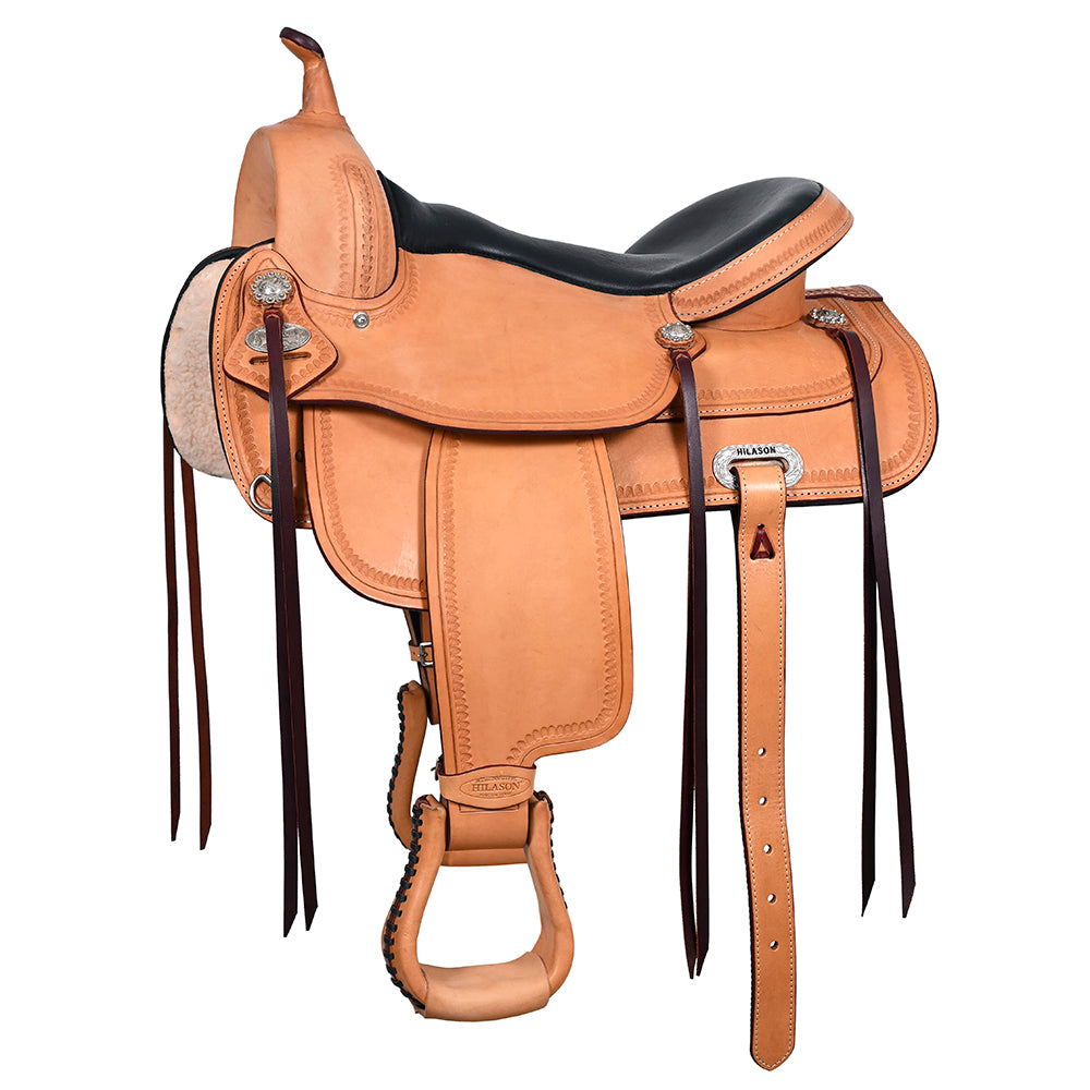 HILASON Western Horse Saddle American Leather Flex Tree Trail & Pleasure Oiled Tan | for Horses