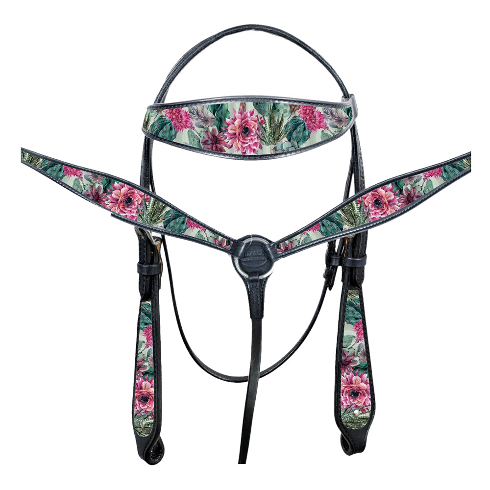 HILASON Western Horse Headstall Breast Collar Set American Leather | Tack for Horses