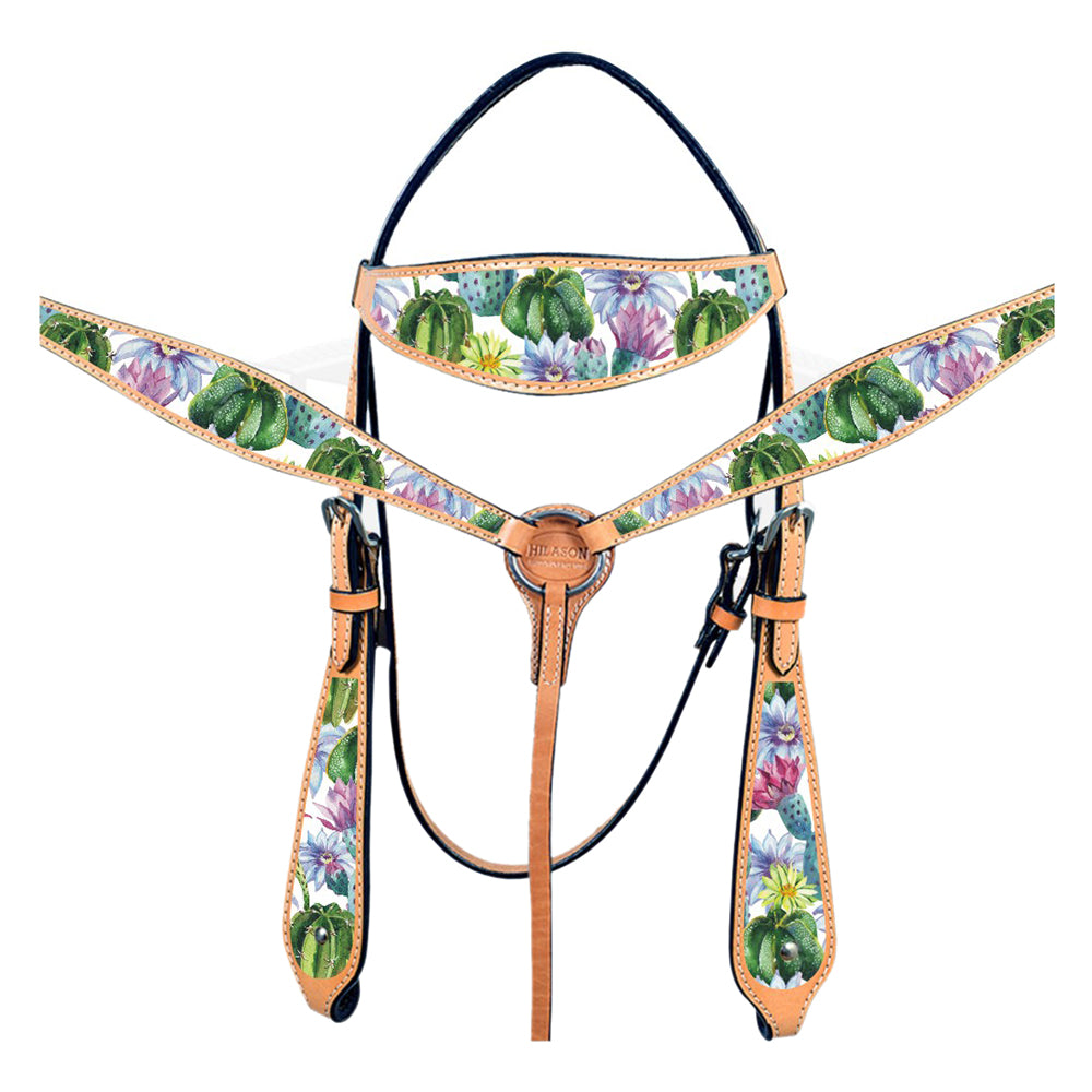 HILASON Western Horse Headstall Breast Collar Set American Leather | Tack for Horses