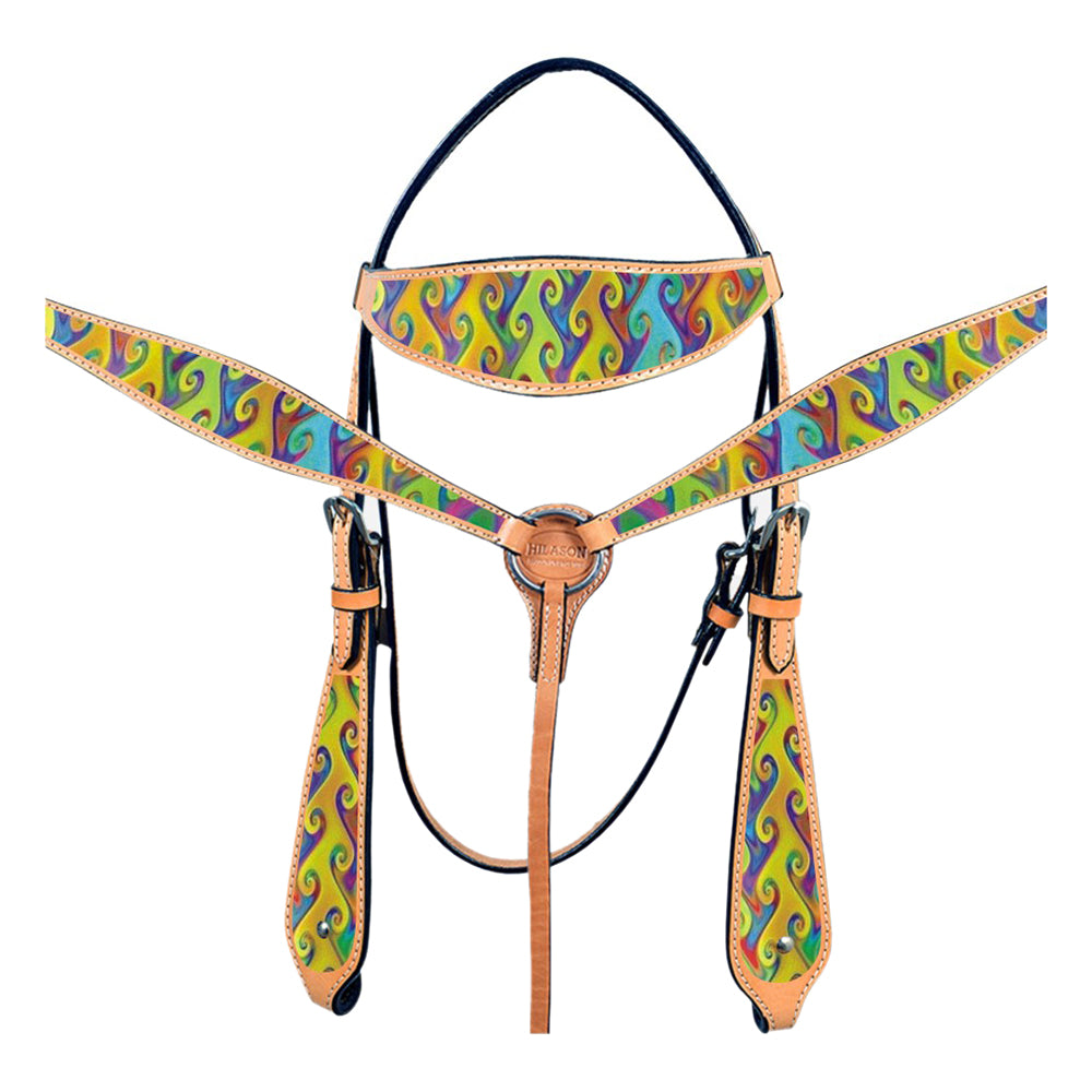 HILASON Western Horse Headstall Breast Collar Set American Leather | Tack for Horses