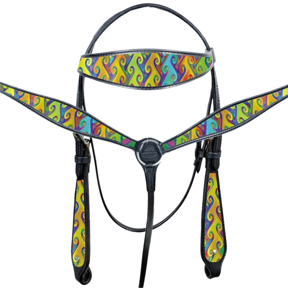 HILASON Western Horse Headstall Breast Collar Set Tack American Leather | for Horses