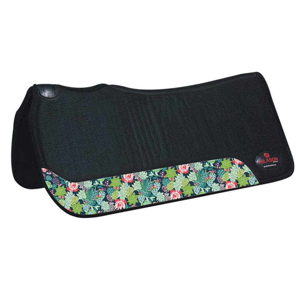 HILASON Western Wool Felt Horse Saddle Pad W/ Distressed Wear Leather | for Horses