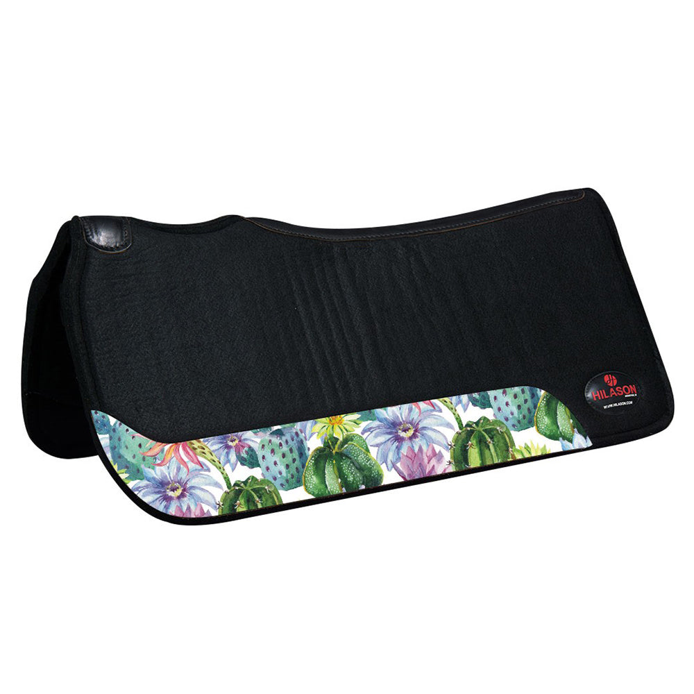 HILASON Western Wool Felt Horse Saddle Pad W/ Distressed Wear Leather | for Horses