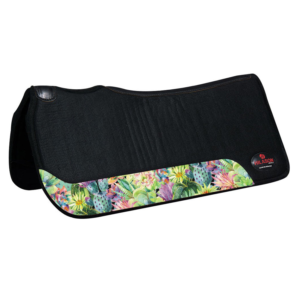 HILASON Western Wool Felt Horse Saddle Pad W/ Distressed Wear Leather | for Horses