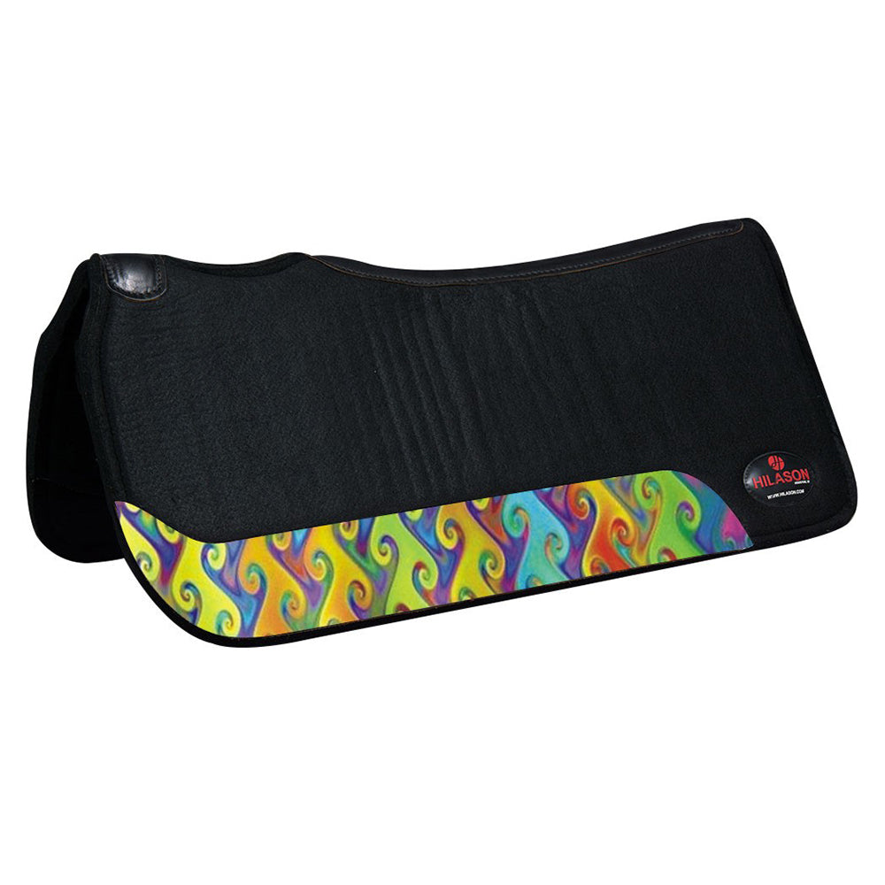 HILASON Western Wool Felt Horse Saddle Pad W/ Distressed Wear Leather | for Horses