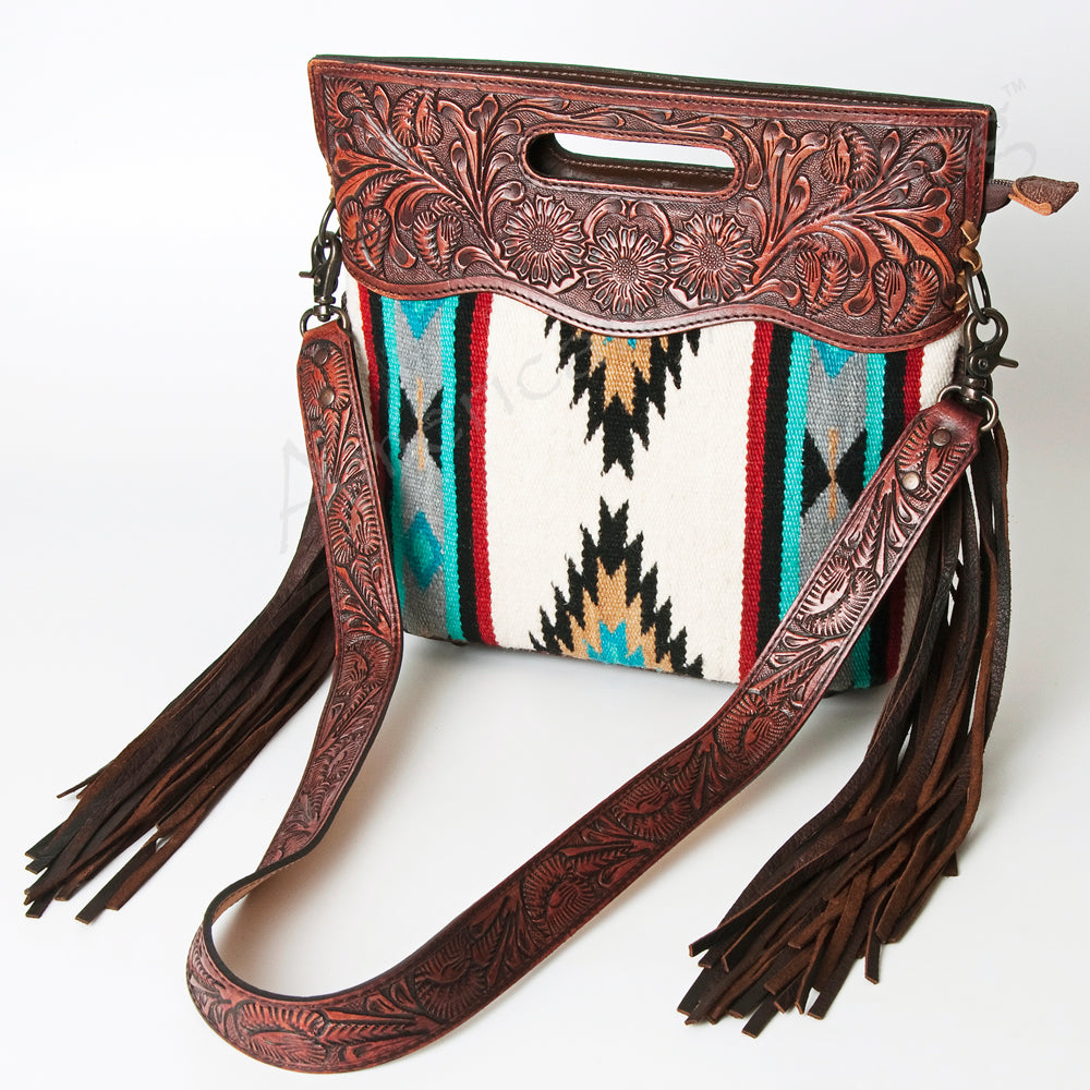 American Darling Women's Clutch Bag Western Hand Tooled Saddle Blanket Genuine Leather Handbag and Ladies Purse