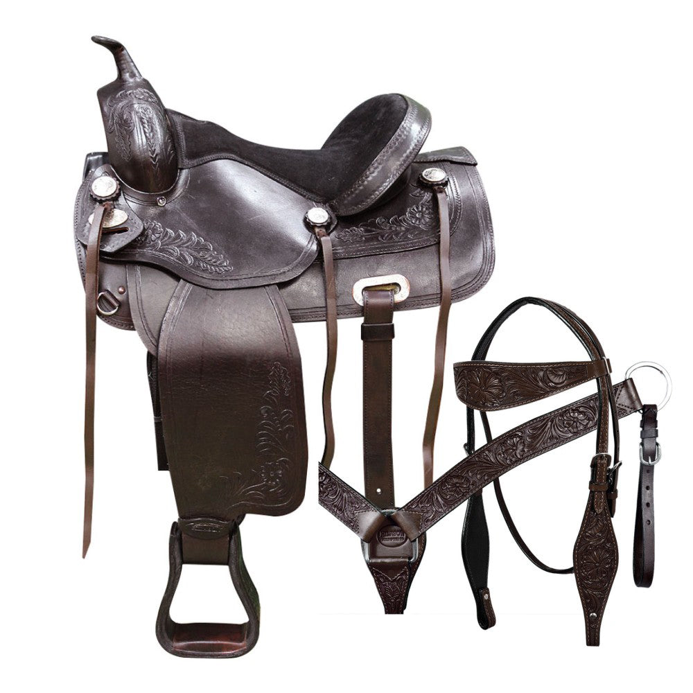 Western Horse Treeless Saddle American Leather Trail Hilason