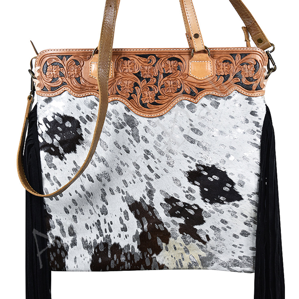 American Darling Tote Hand Tooled Hair on Genuine Leather Western Women Bag Handbag Purse | Travel Bags College Casual