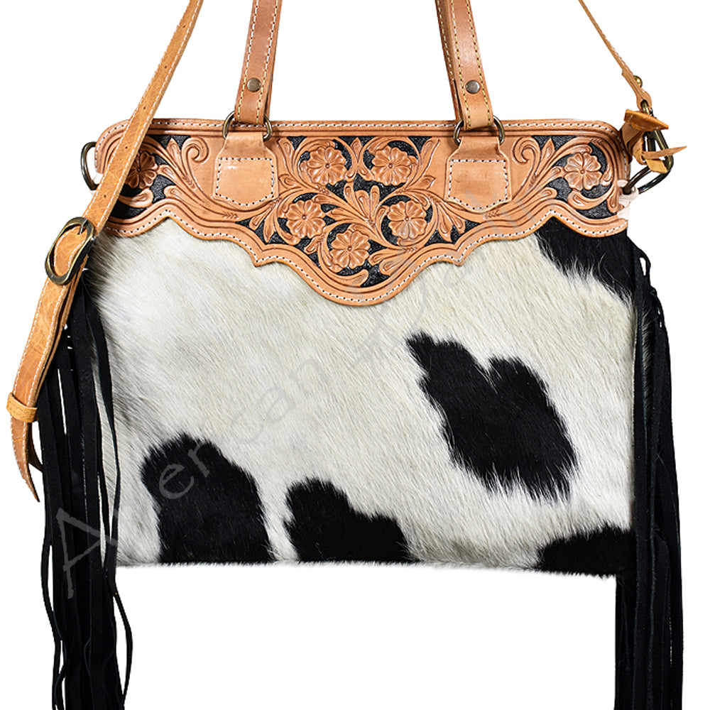 American Darling Cross Body Hand Tooled Hair on-Genuine Leather Western Women Bag Handbag Purse | Crossbody for Cute