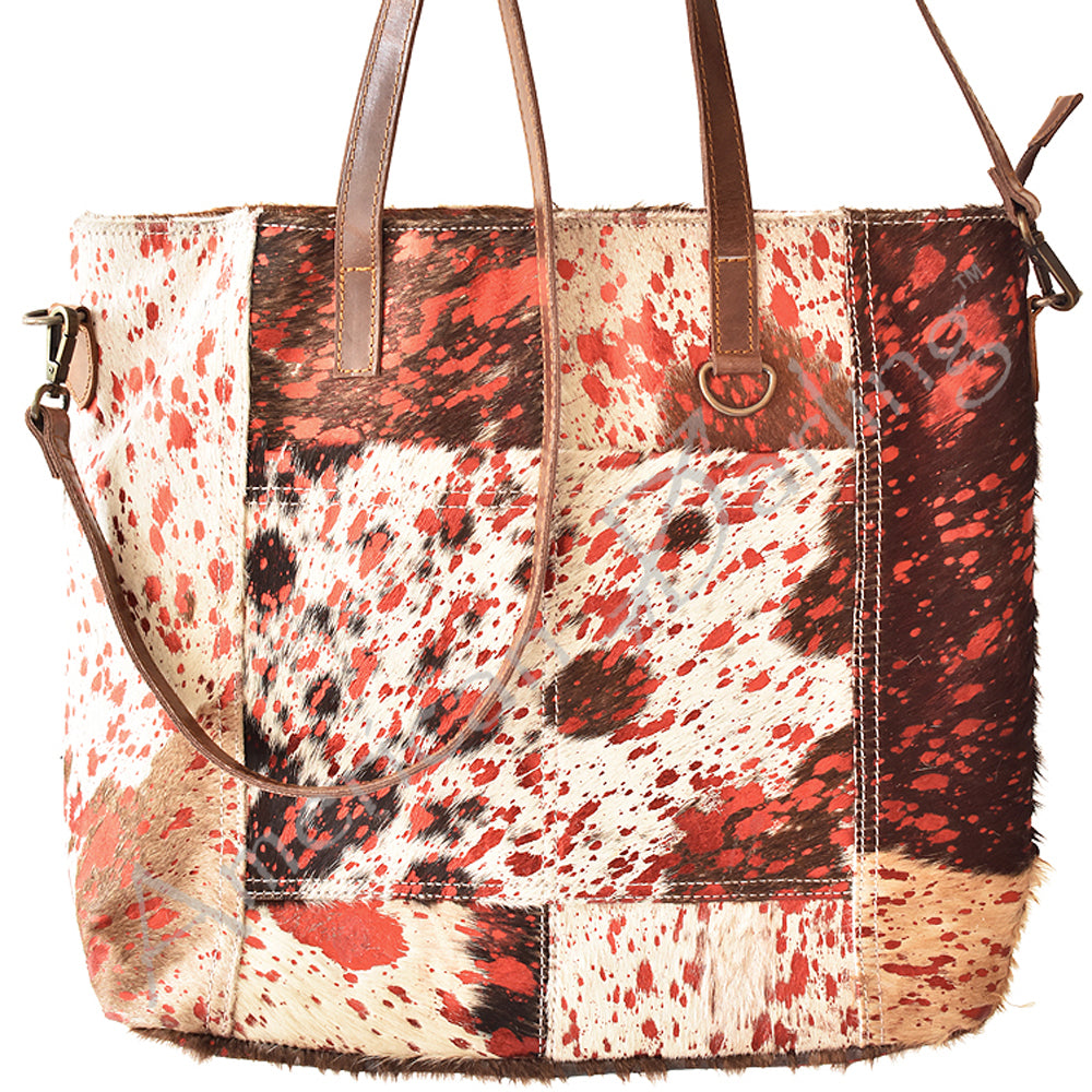 American Darling Hair-on Cowhide Tote Bag – Genuine Leather Western Handbag Adjustable Strap