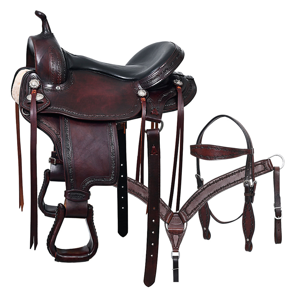 HILASON Gaited Western Horse Flex Pleasure American Leather Saddle | Treeless for Horses