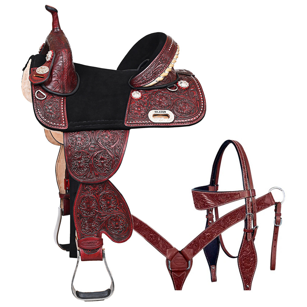 Western Horse Child Saddle Treeless American Leather Barrel