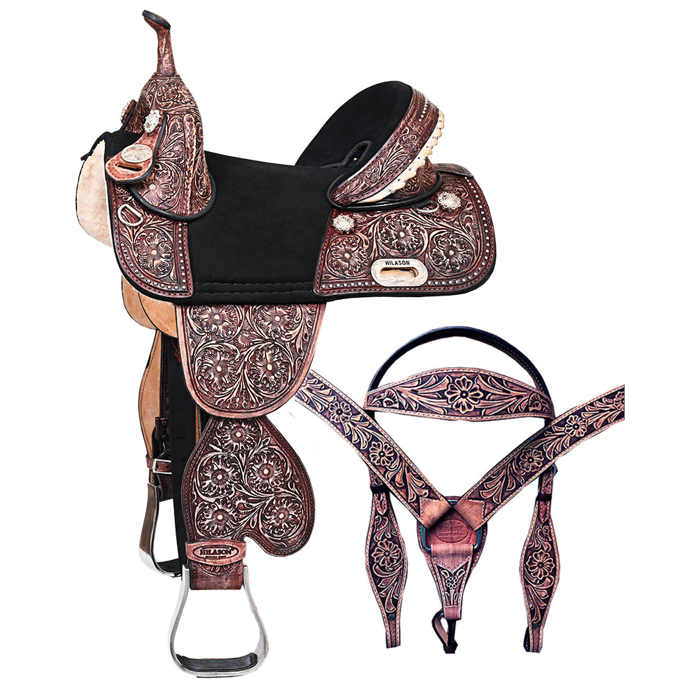 Western Horse Child Saddle Treeless American Leather Barrel