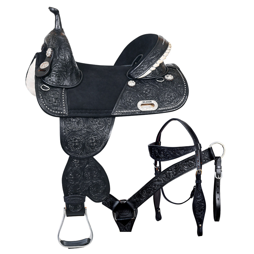 Hilason Western Horse Treeless Barrel Racing American Leather Saddle