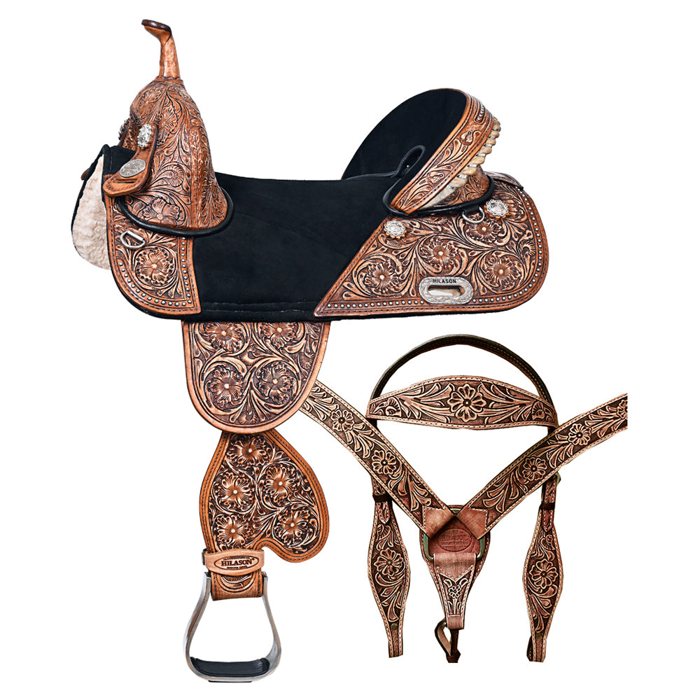 HILASON Western Horse Saddle Treeless American Leather Barrel Racing | for Horses