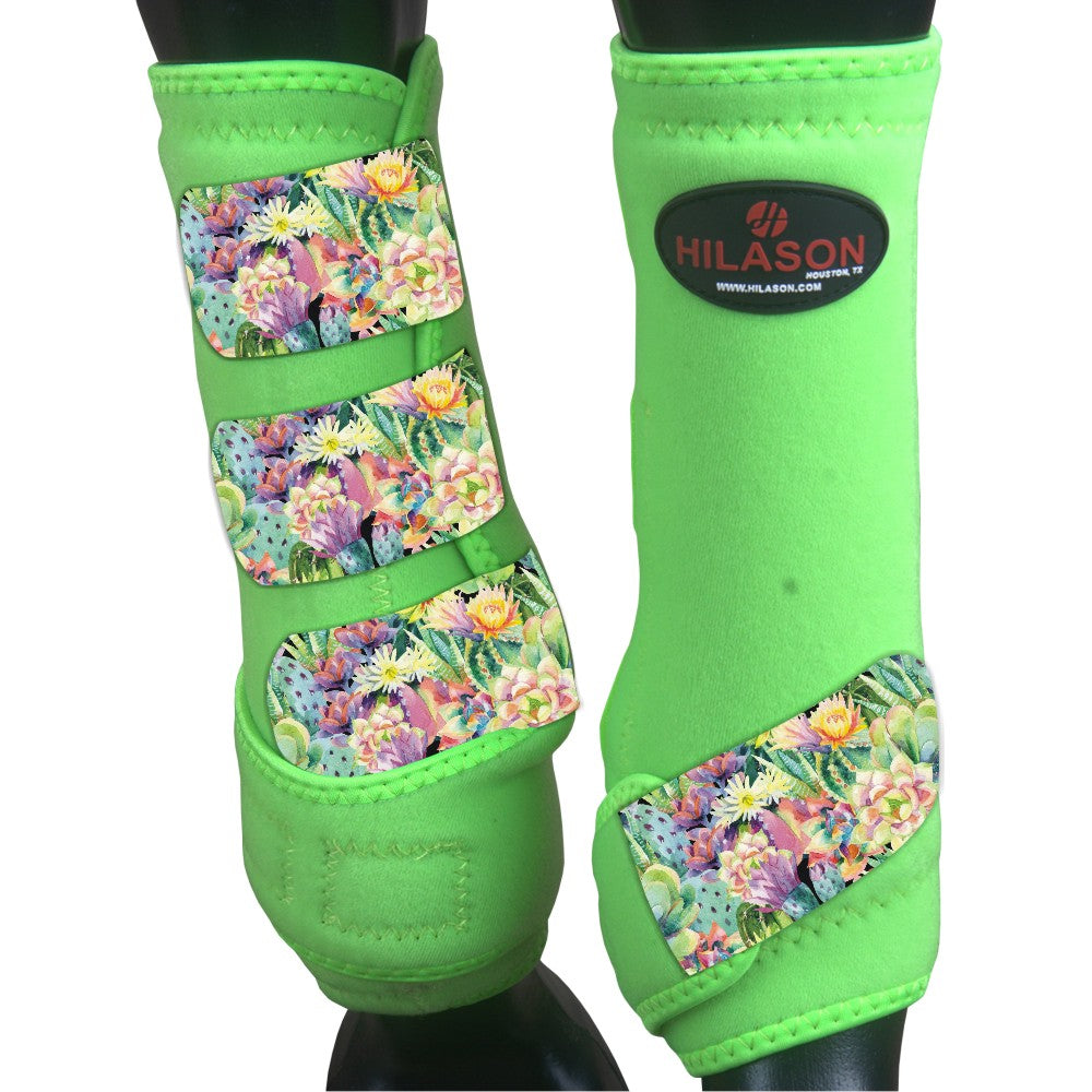 Hilason Horse Medicine Sports Boots Rear Hind Leg Lime