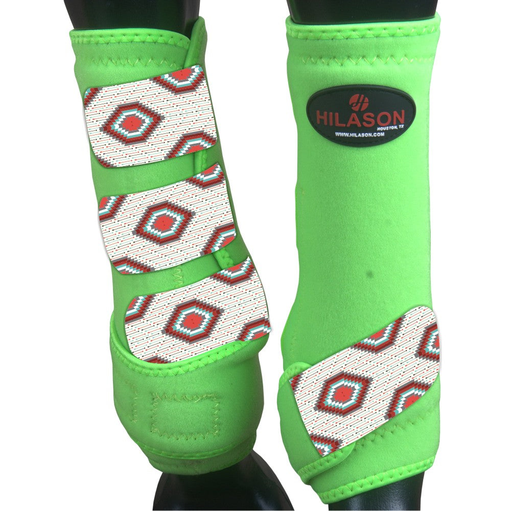 Hilason Horse Medicine Sports Boots Rear Hind Leg Green Grey