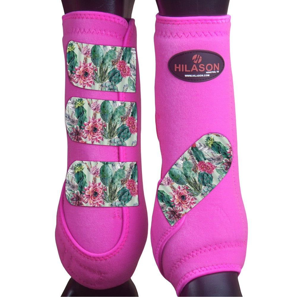 M - Hilason Horse Medicine Sports Boots Rear Hind Leg Pink