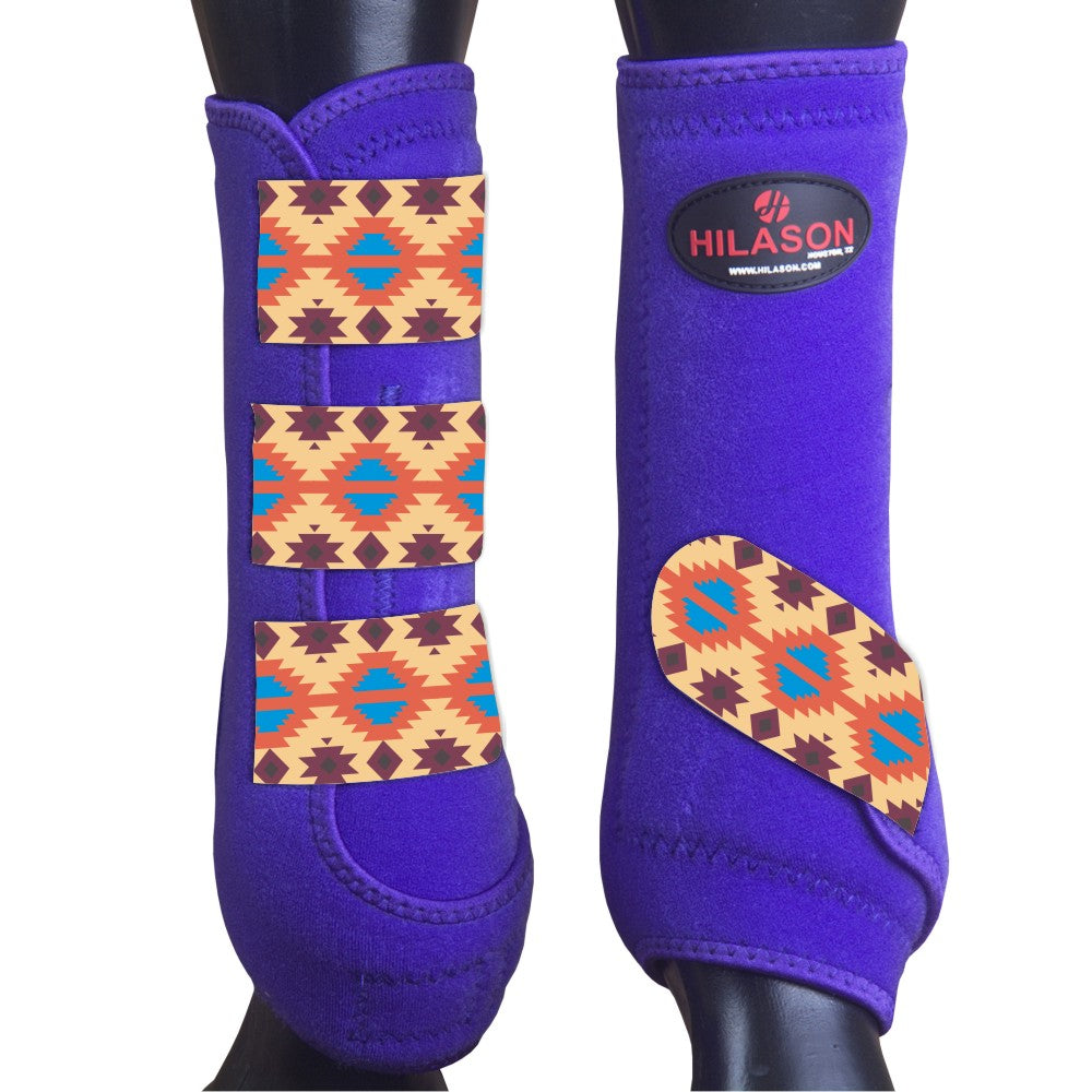 Hilason Horse Medicine Sports Boots Rear Hind Leg Purple Aztec