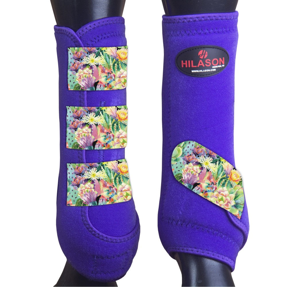 Purple w/ Blooming cactus HILASON Horse Medicine Sports Boots Front Leg