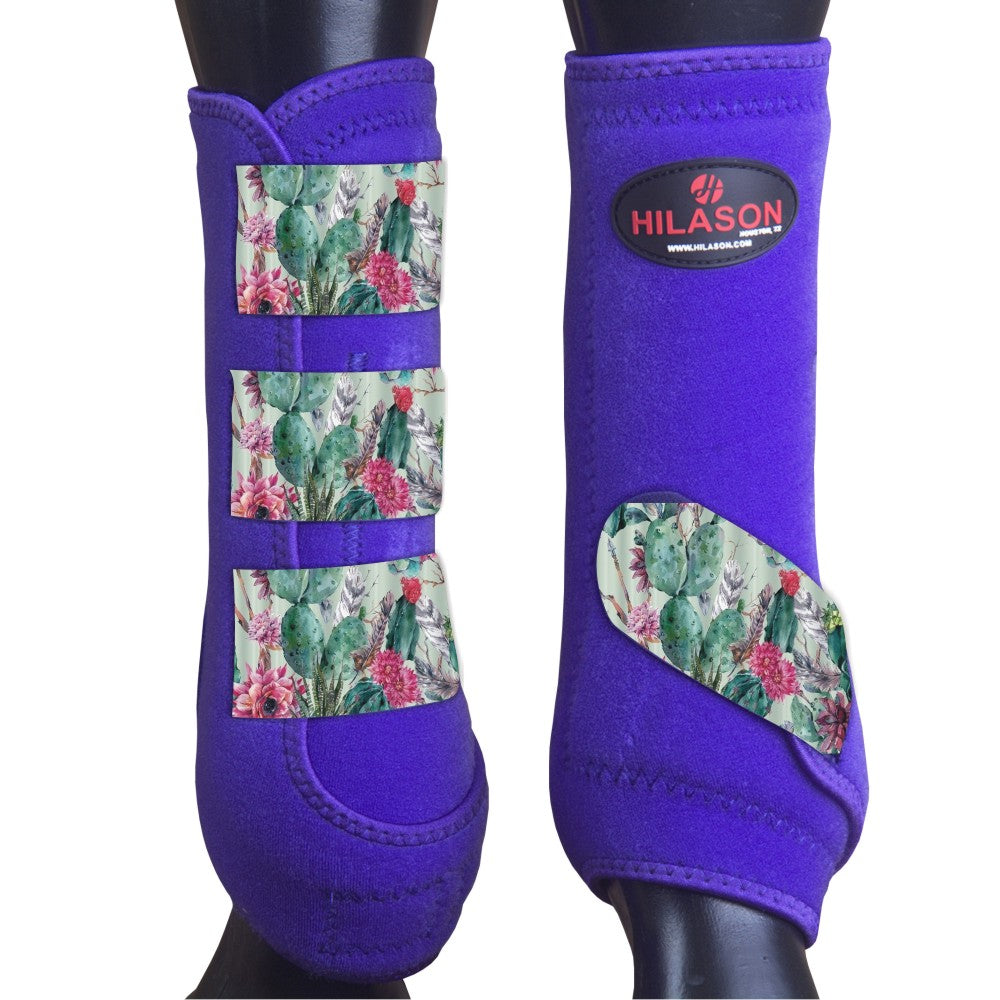Purple w/ Cactus Flower HILASON Horse Medicine Sports Boots Front Leg
