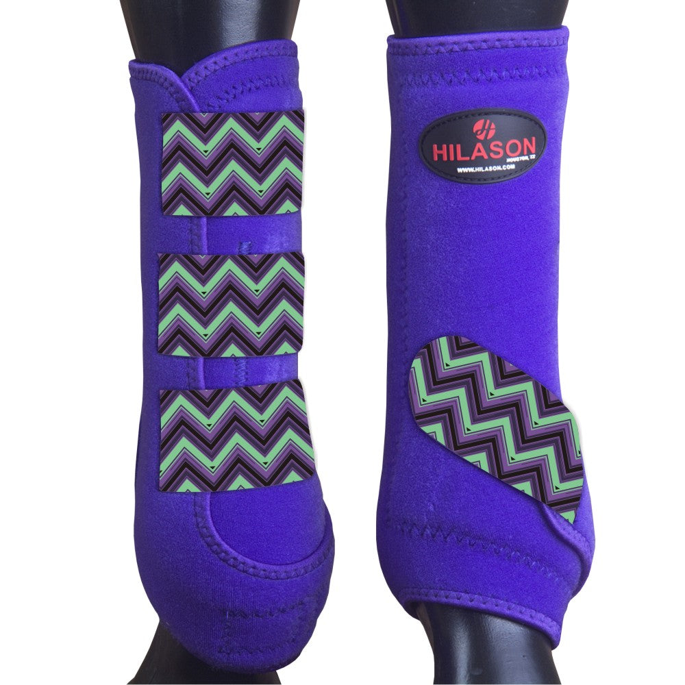 Purple w/ Chevron HILASON Horse Medicine Sports Boots Front Leg