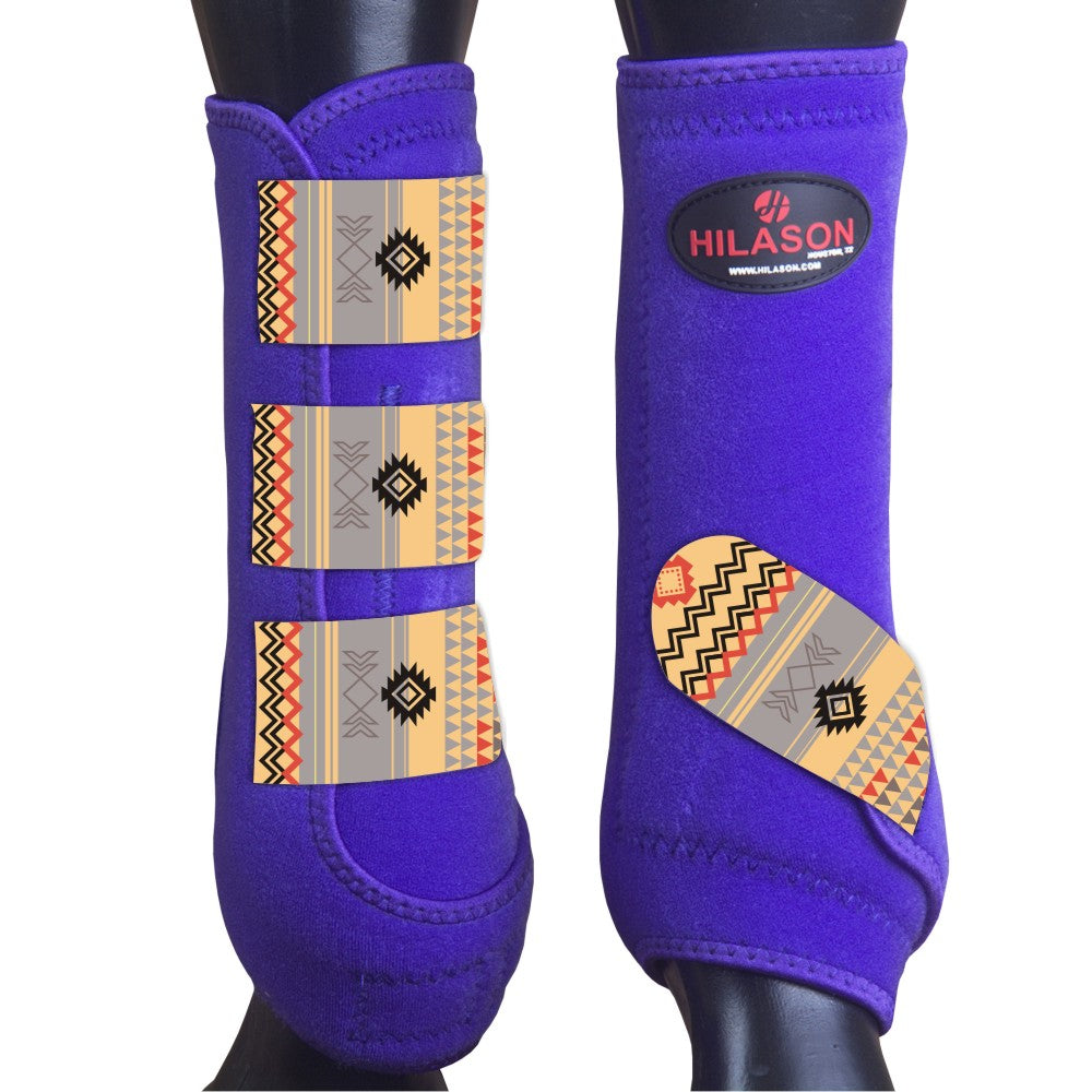 Purple w/ Aztec HILASON Horse Medicine Sports Boots Front Leg