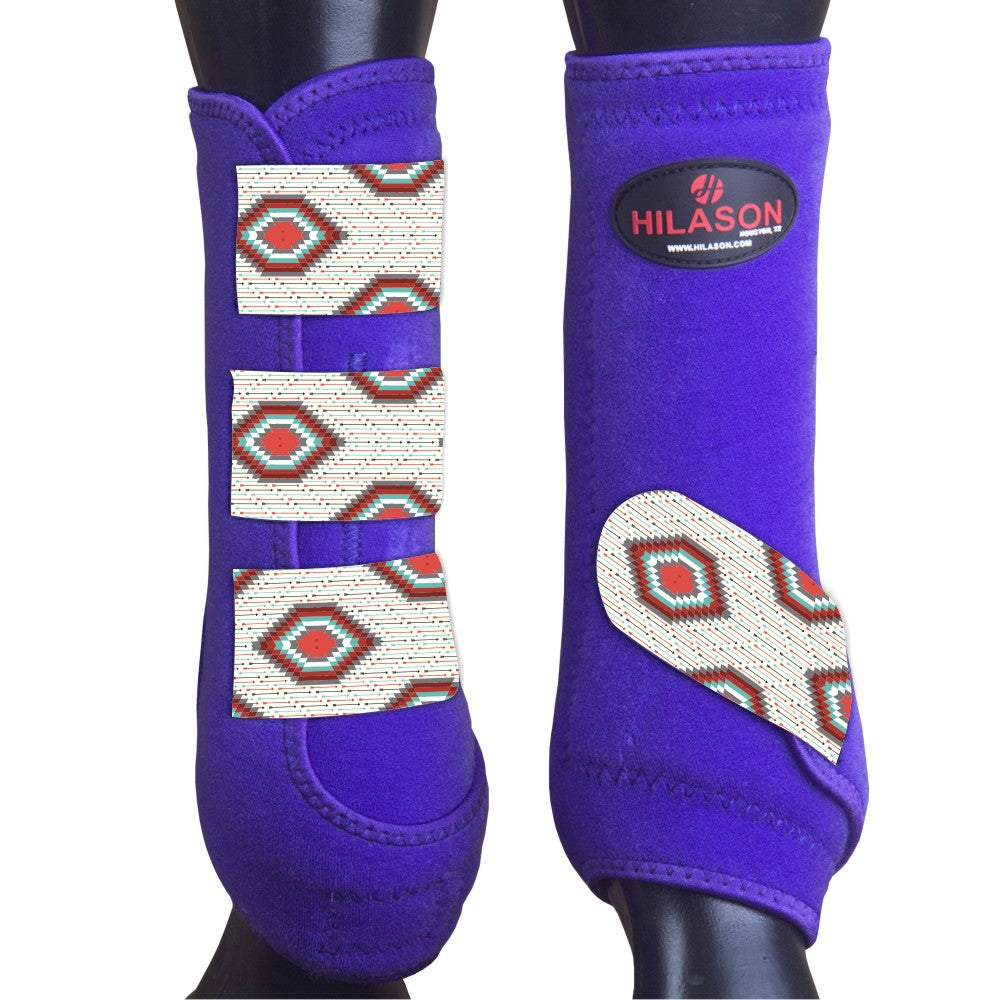 Purple w/ Grey Firestorm HILASON Horse Medicine Sports Boots Front Leg