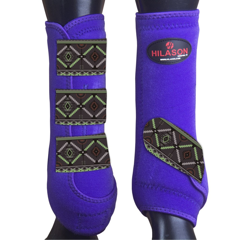 Purple w/ Tribal HILASON Horse Medicine Sports Boots Front Leg