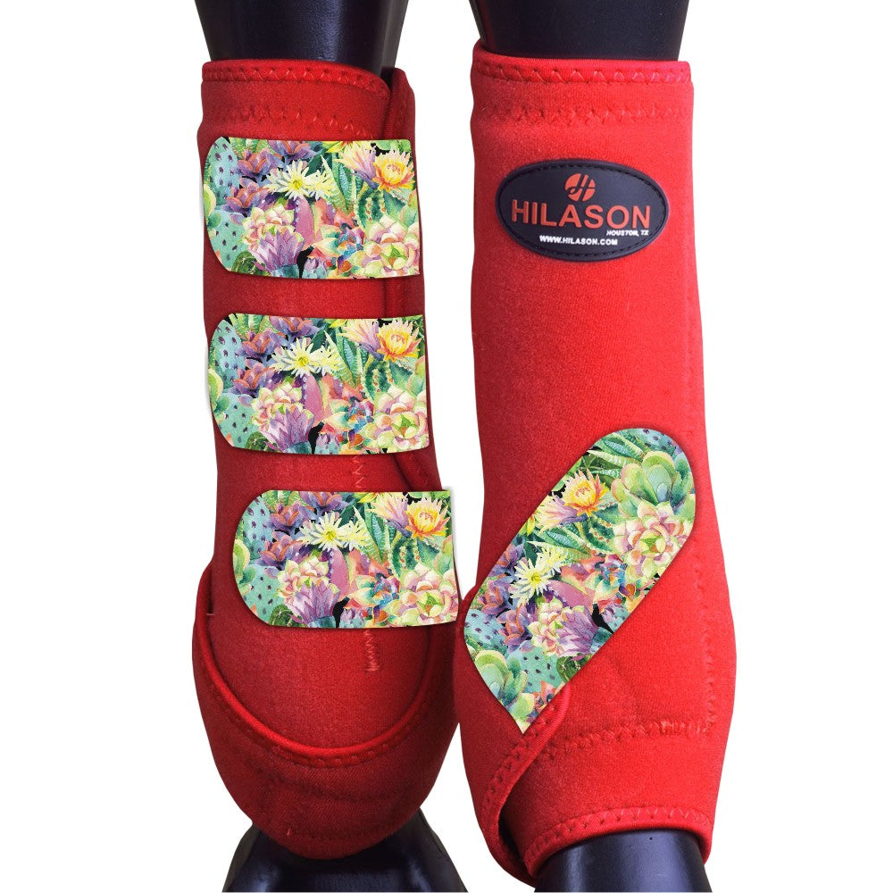 L - Hilason Horse Medicine Sports Boots Rear Hind Leg Red