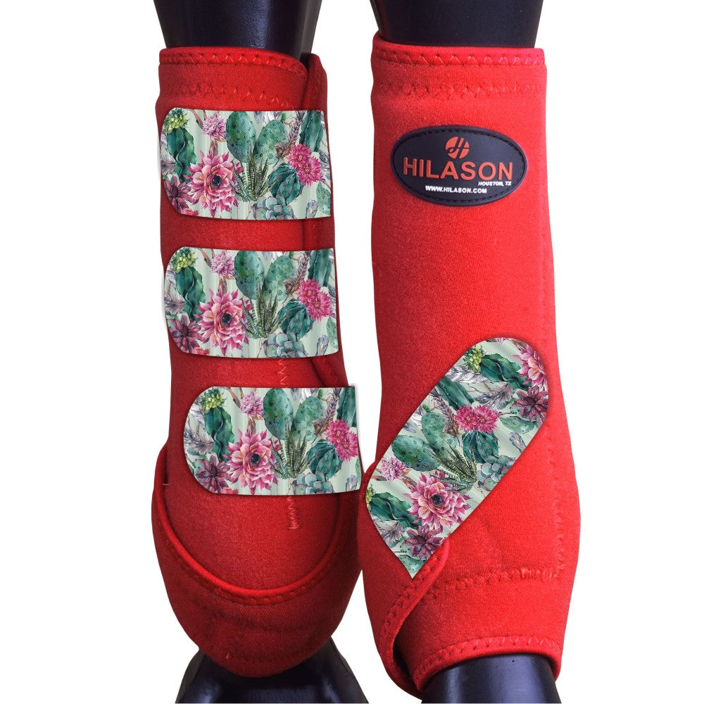L - Hilason Horse Medicine Sports Boots Rear Hind Leg Red