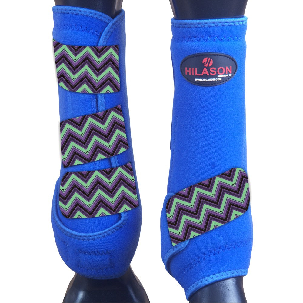 Hilason Horse Medicine Sports Boots Rear Hind Leg Royal Chevron
