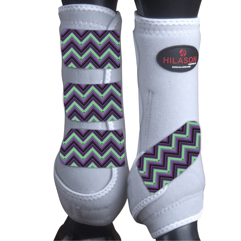 White w/ Chevron HILASON Horse Medicine Sports Boots Front Leg