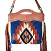 American Darling Cross body Bag, Basket Weave Hand-Tooled Leather, Hand Woven Saddle Blanket with Fringes, Western Shoulder Purse