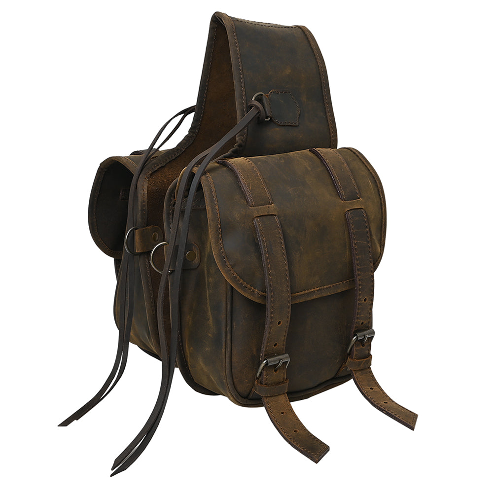HILASON Soft Leather Horse Saddle Bag Dark Brown | Equestrian Western Adjustable Closure