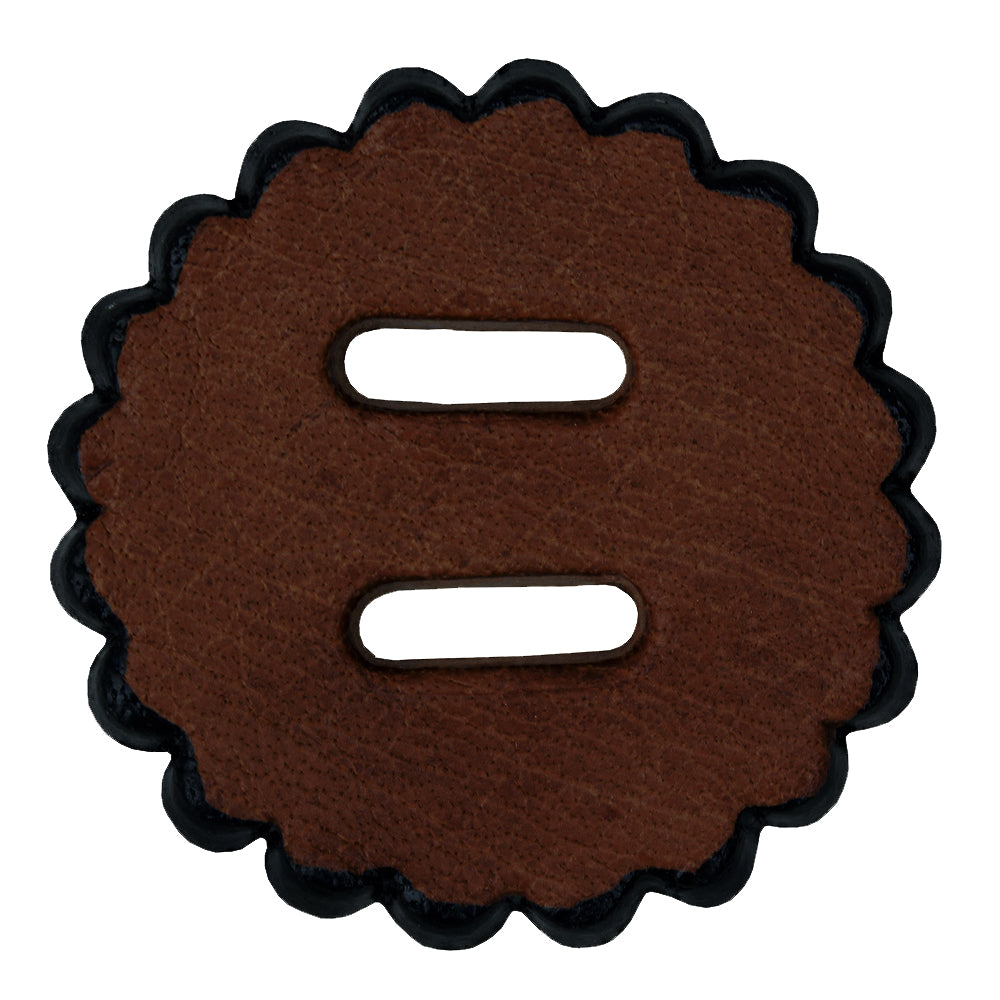 1" Hilason Slotted Scalloped Leather Rosette Concho Saddle Dark Brown
