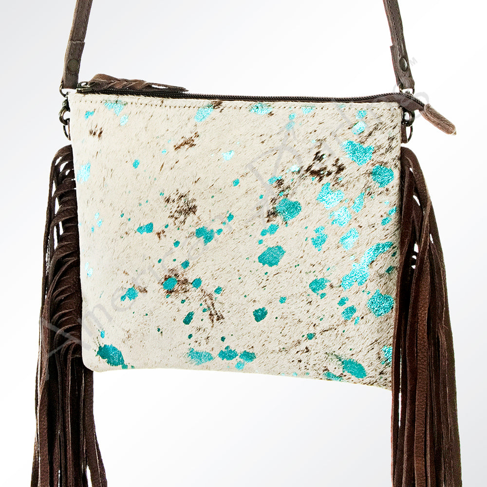American Darling Western Small Crossbody Bag – Genuine Hair-On Cowhide Leather with Fringes, Adjustable Strap, Handcrafted in Texas