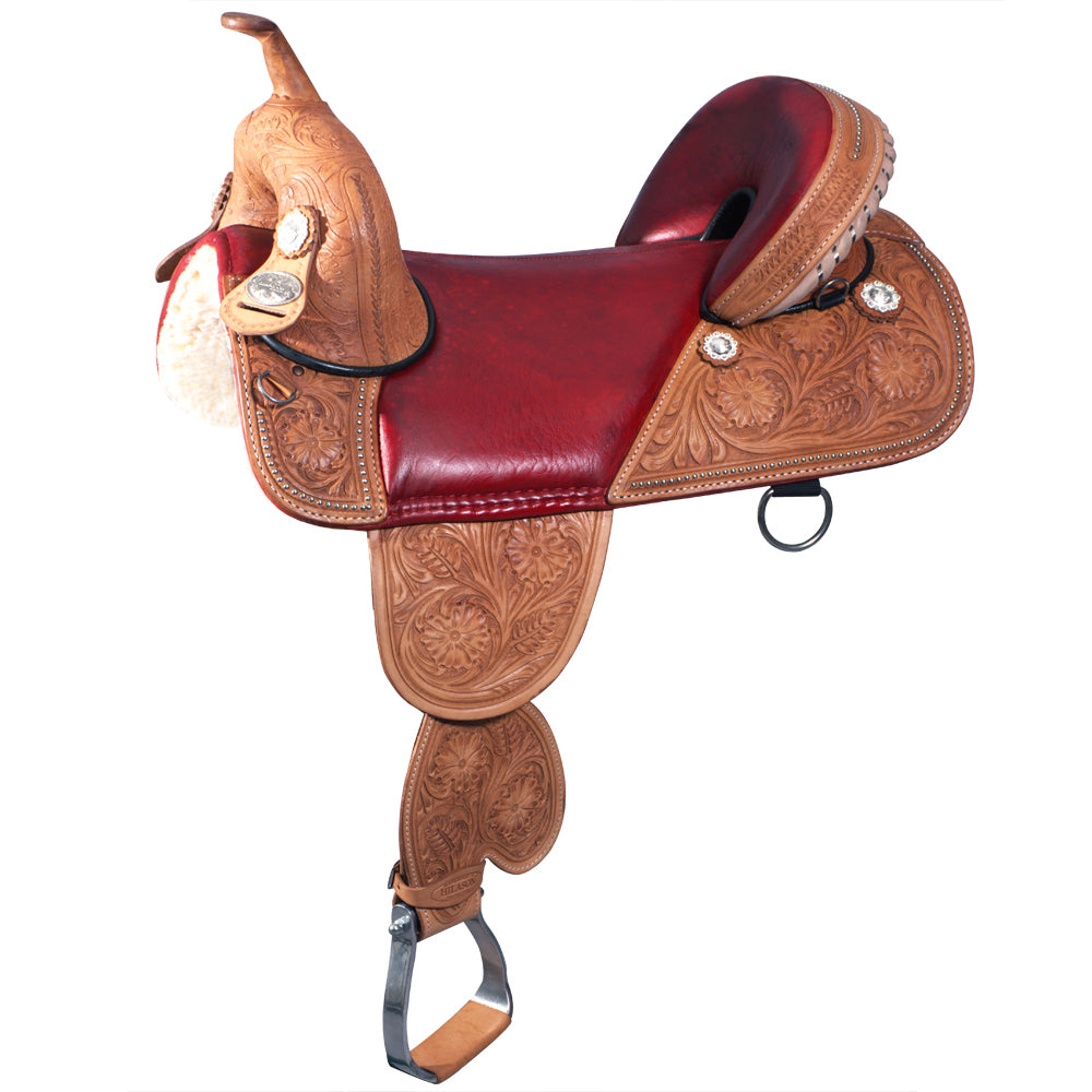 HILASON Western Horse Treeless Trail Barrel American Leather Saddle| Saddle | for Horses