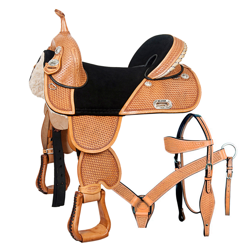 HILASON Western Horse Saddle Treeless American Leather Trail Barrel Tack | for Horses