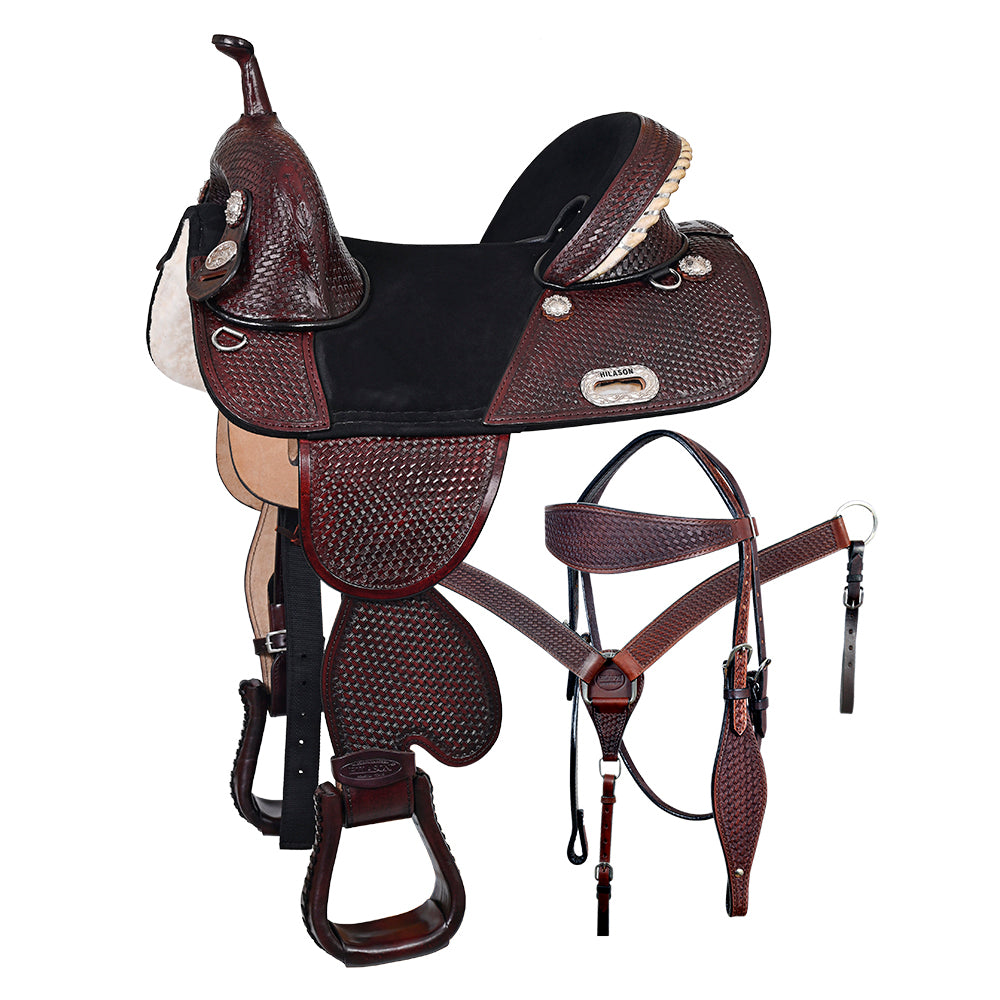 HILASON Western Horse Saddle Treeless Genuine American Leather Trail Tack | for Horses
