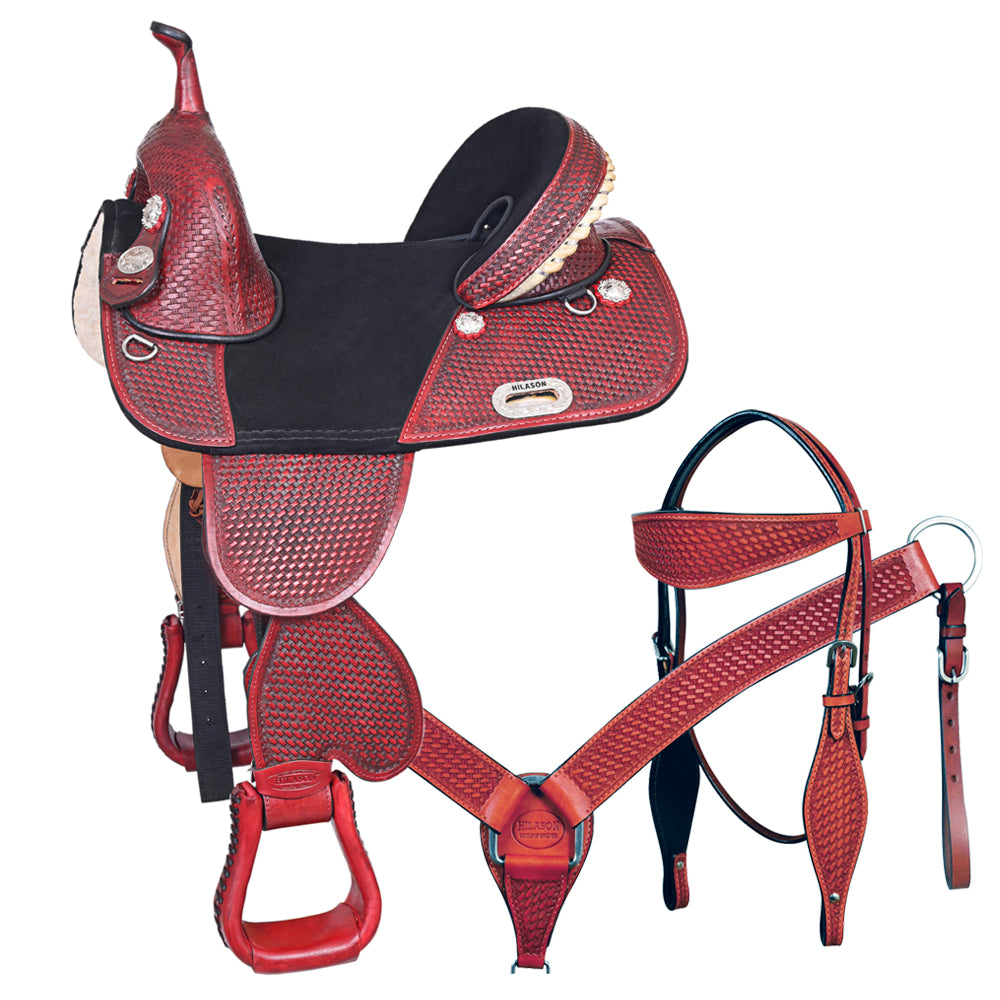 HILASON Western Horse Saddle Treeless American Leather Trail Barrel Tack | for Horses