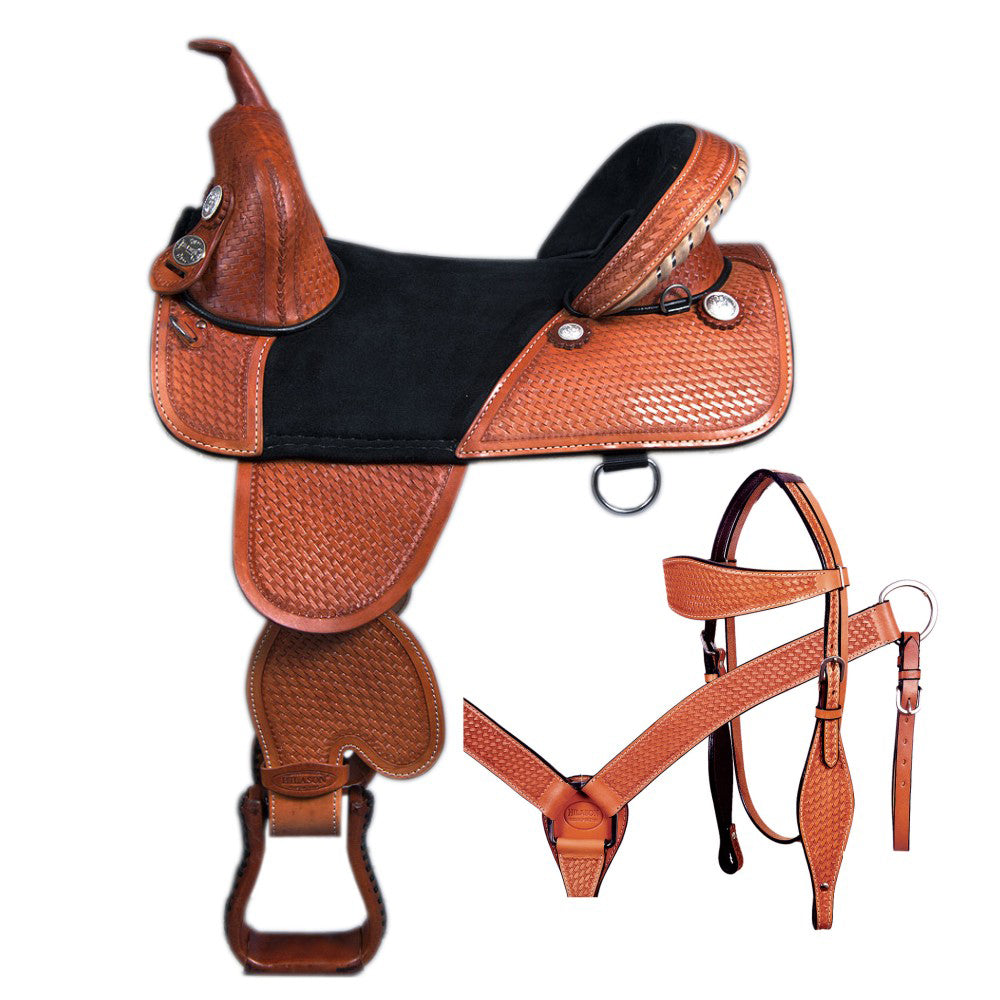 HILASON Western Horse Treeless Trail Barrel American Leather Saddle Tack | for Horses