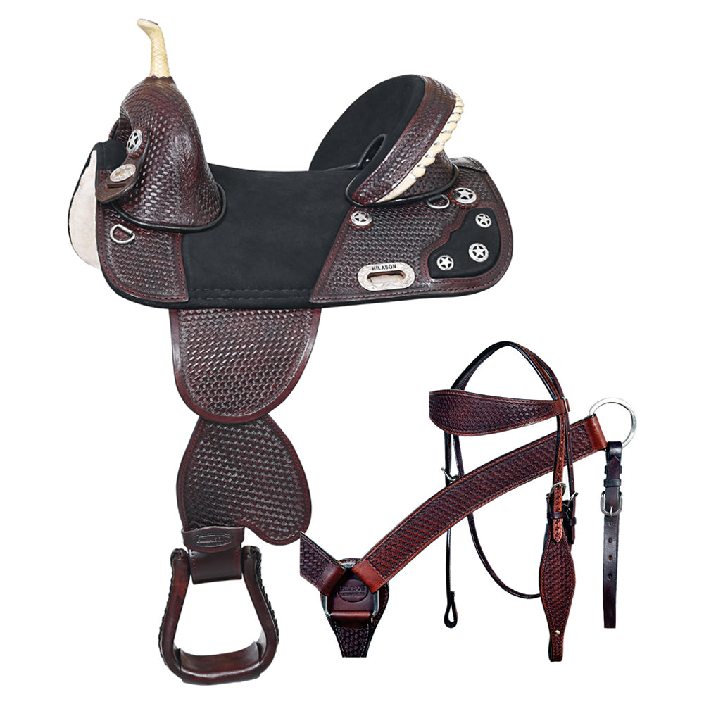 HILASON Western Horse Saddle Treeless American Leather Trail Barrel Tack | for Horses