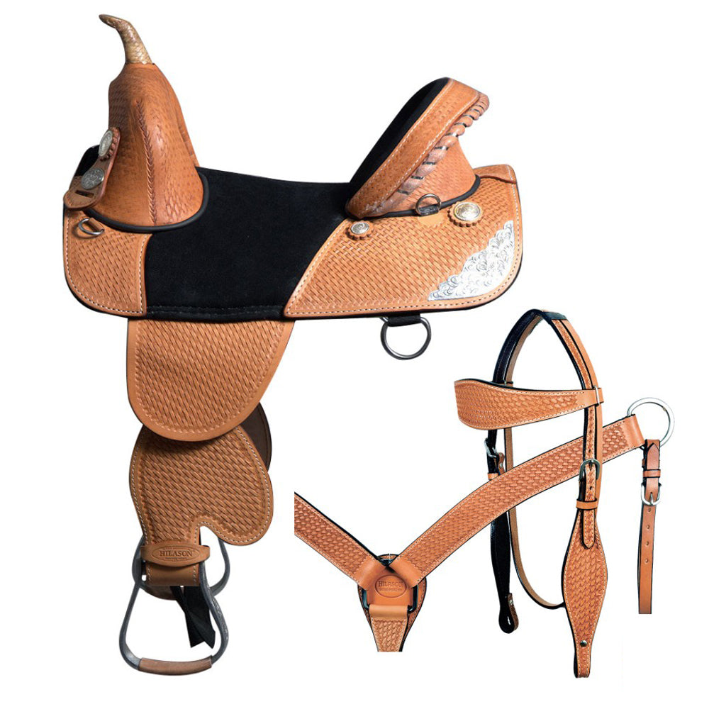 HILASON Western Horse Saddle Treeless American Leather Trail Barrel Tack | for Horses